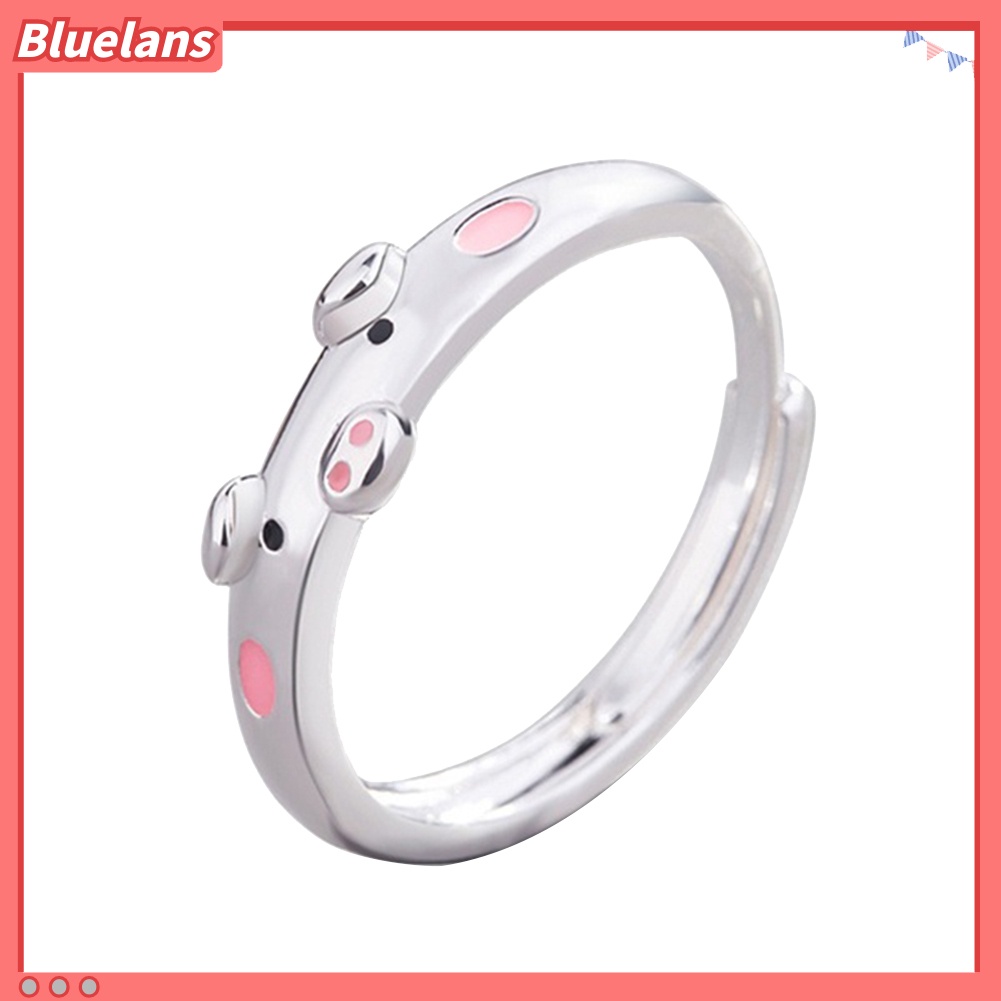 Bluelans Cute Women Cartoon Pig Piggy Opening End Ring Finger Jewelry Birthday Gift