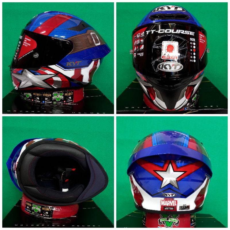 KYT HELM TT COURSE MARVEL CAPTAIN AMERICA LIMITED EDITION