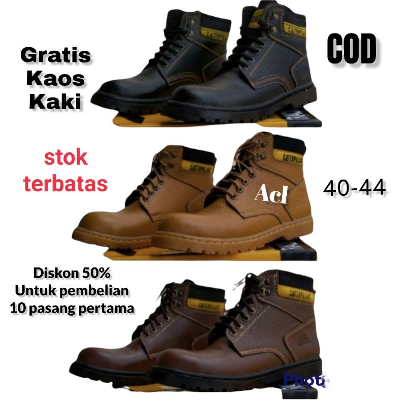 Sepatu Safety Pria Sepatu Bot Pria Caterpilar Bahan Kulit Asli Import Sepatu Outdor Pria Terbaru / S