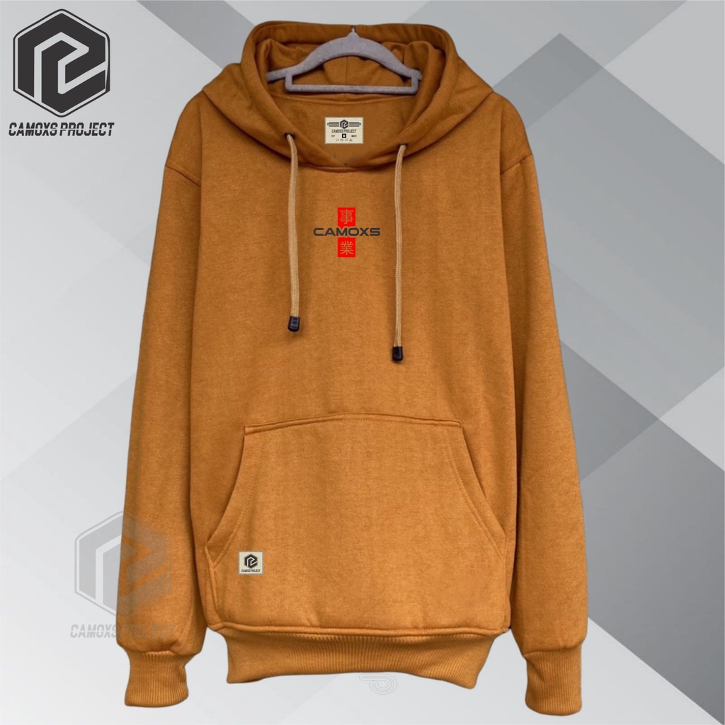 Sweater Hodie Pria Distro Sweter Flece Tebal List Japan Sweatshirt Hoodie Original Camoxs Project Warna Mustard Suiter Hudie bisa COD bayar ditempat