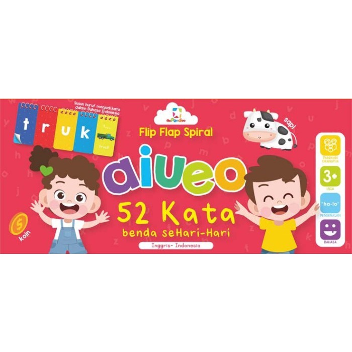 OPREDO FLIP FLAP SPIRAL AIUEO - 52 KATA BENDA SEHARI-HARI
