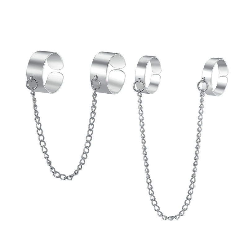 Fancyqube Cincin Model Rantai Silang Adjustable Gaya Punk Hip Hop Untuk Pria Dan Wanita