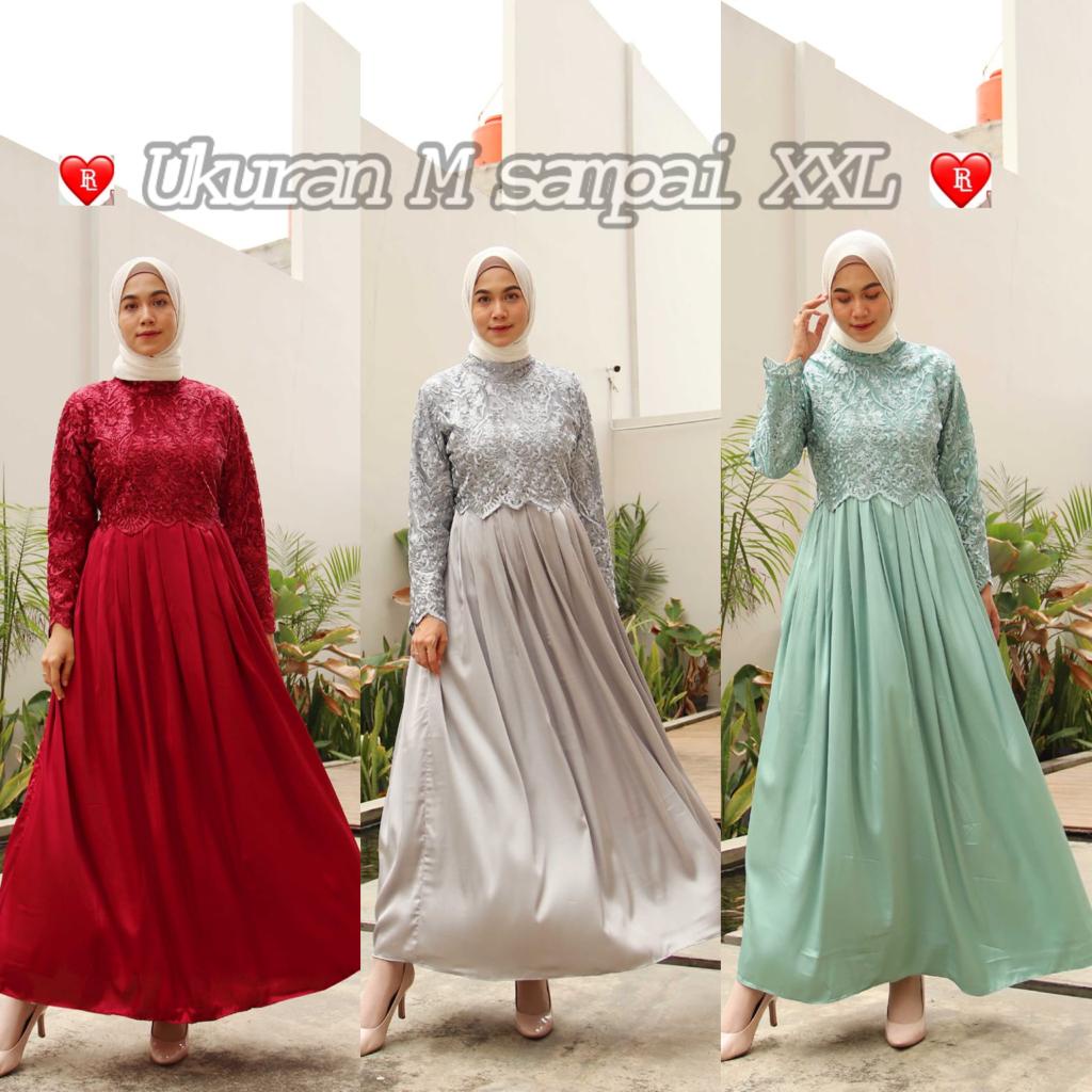 RED LOVE 136 (TERMURAH) GAMIS MAXI RED LOVE / GAMIS PESTA / GAMIS MAXI KONDANGAN / GAMIS MAXI TILLE MUTIARA / GAMIS BRUKAT MUTIARA MUSLIMAH / MAXI DRESS TILLE MUTIARA / MAXI DRESS PESTA