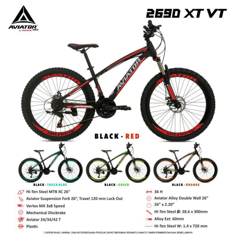 Sepeda MTB AVIATOR 26" 2690XT-VT 8 speed