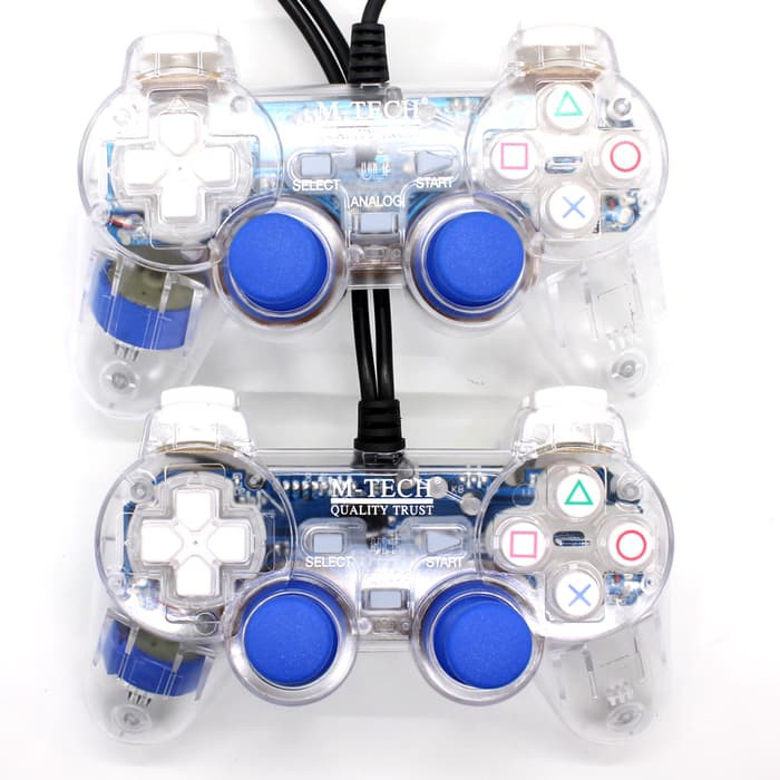 GAMEPAD DOUBLE TRANSPARAN GETAR TURBO JOYSTICK ANALOG CONTROLLER