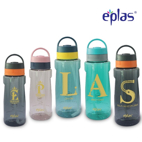 EPLAS Botol Minum Premium Large Capacity 2 & 2,5 L Drinking Bottle with Straw and Handle, Sport Wate