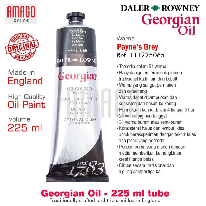 

Cat Minyak Lukis DALER-ROWNEY Georgian Oil Paint 225 ml - Paynes Grey - 111225065