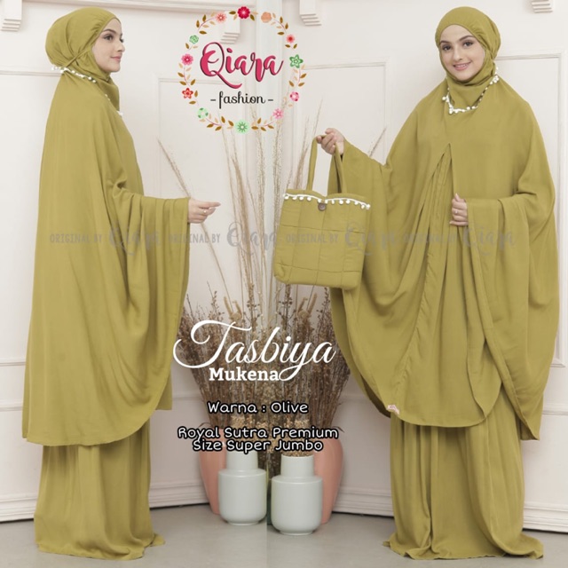 TASBIYA MUKENA Polos Jumbo List Renda Bahan Royal Sutera