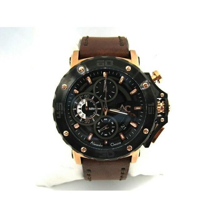 Jam Tangan Alexandre Christie Pria Ac 9205 Mc Rose Gold Black Original