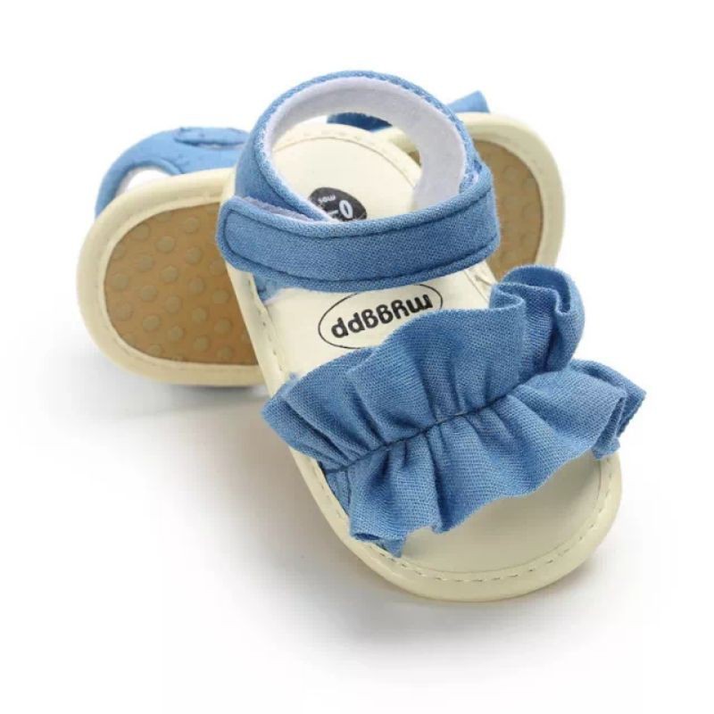 Sendal Sepatu Prewalker Bayi Perempuan Model Pita Anti Slip M050