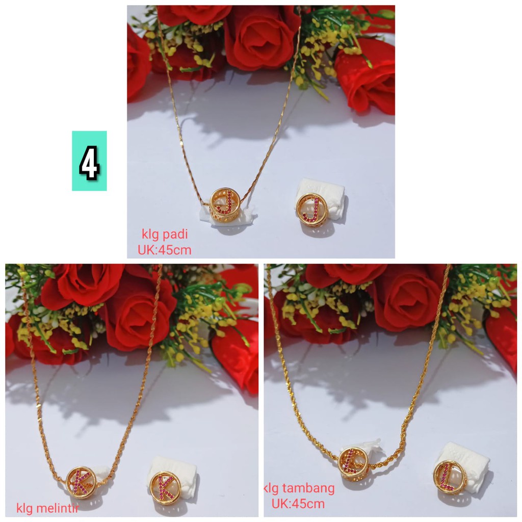 Kalung Liontin Ininsial Huruf Pelangi A--Z chat kami pilih huruf (COD)