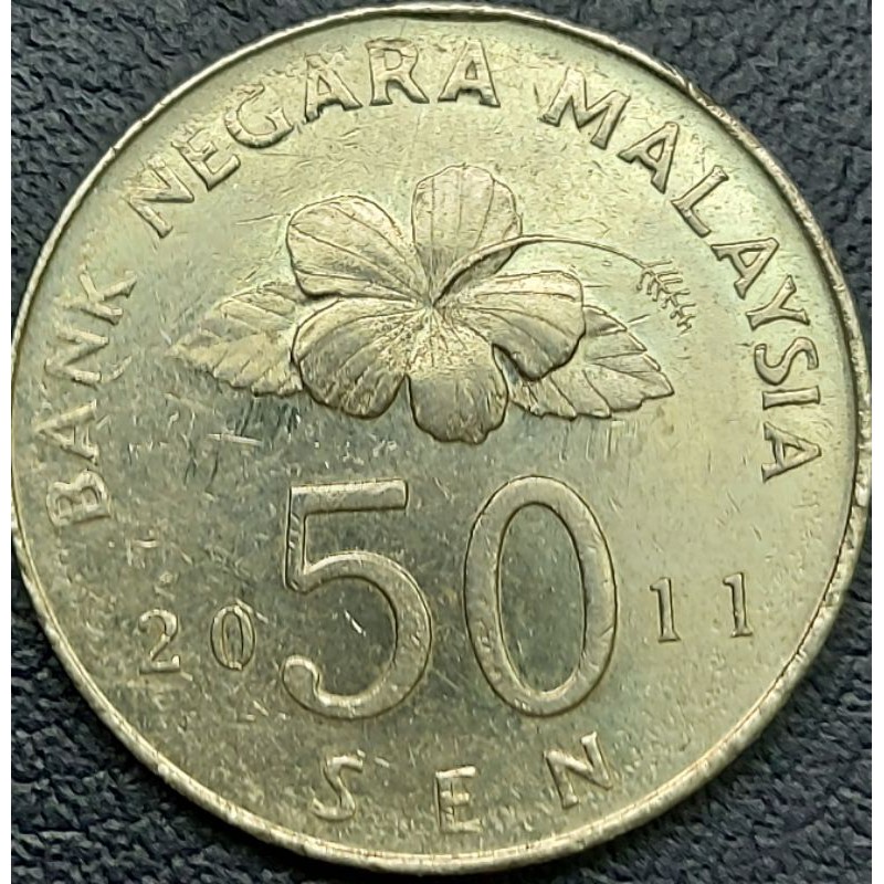 Koin Asing Negara Malaysia 50 sen tahun 2011 Koin Dijamin 100% Kondisi Koin masih Bagus