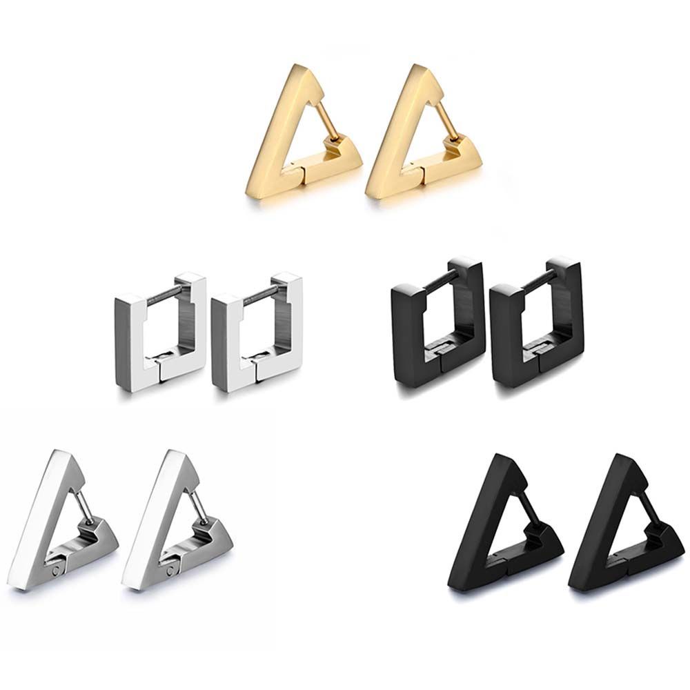 Needway  Women Hoop Earrings Punk Triangle Stud Earring Rock Fashion Men Geometric Polygon Square Jewelry/Multicolor