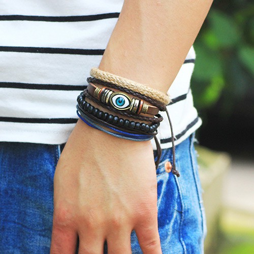 LRC Gelang Personality Coffee Eye Decorated Hand-woven C66622