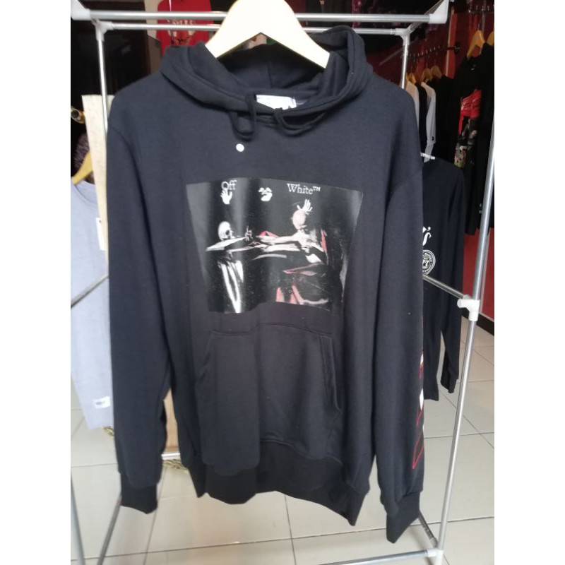 HOODIE OFF WHITE CARAVAGGIO ARROW HITAM AUTHENTIC PREMIUM BESTSELLER