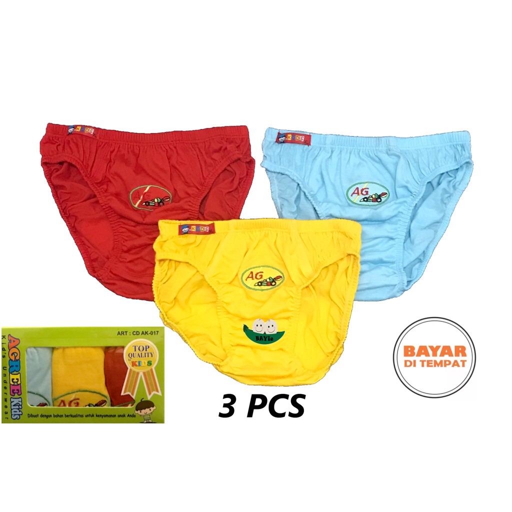 BAYIe - 3 PCS Celana Dalam / CD Anak laki-laki Cowok AGREE Kids / Kid's Underwear size M L XL