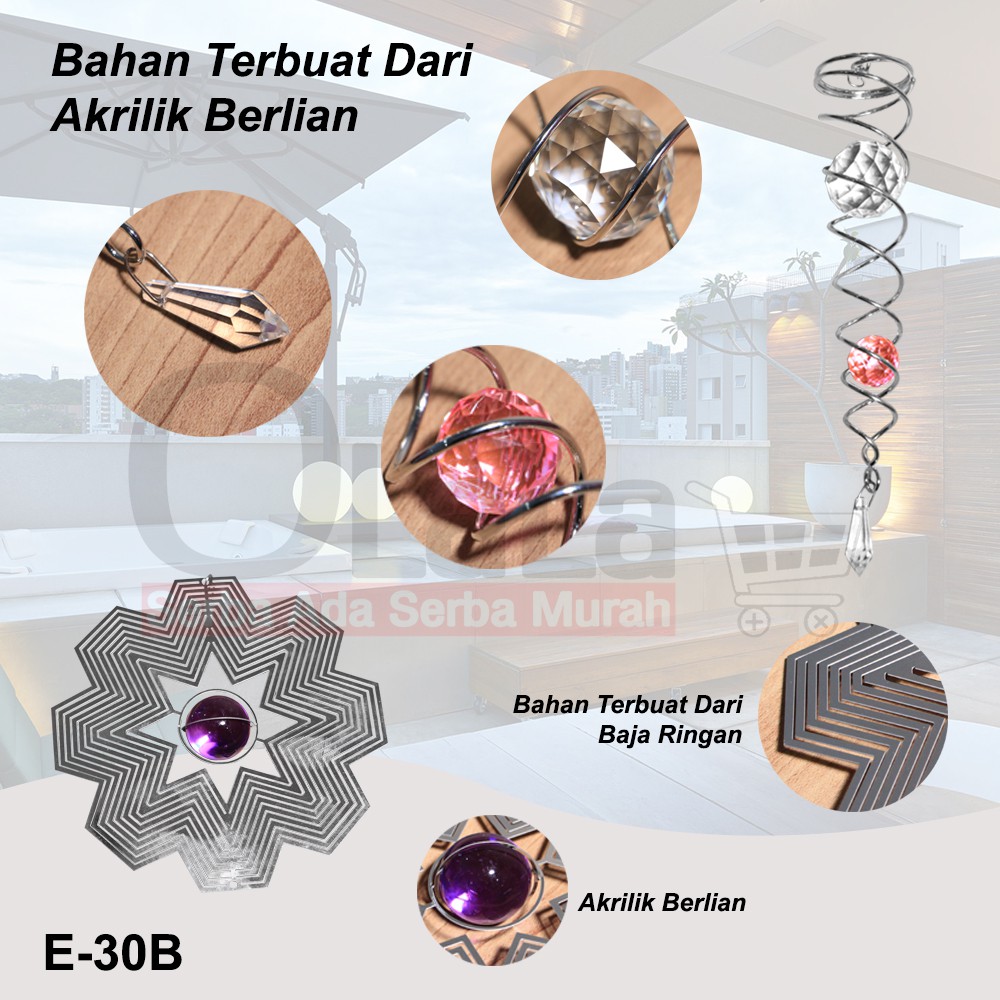 Lonceng Angin Bentuk Spiral Bahan Metal untuk Indoor / Outdoor E-30B