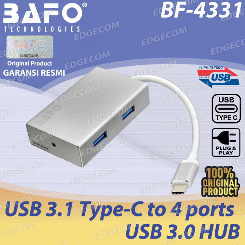 BAFO USB 3.1 TYPE C to USB 3.0 Hub 4 Port BF-4331