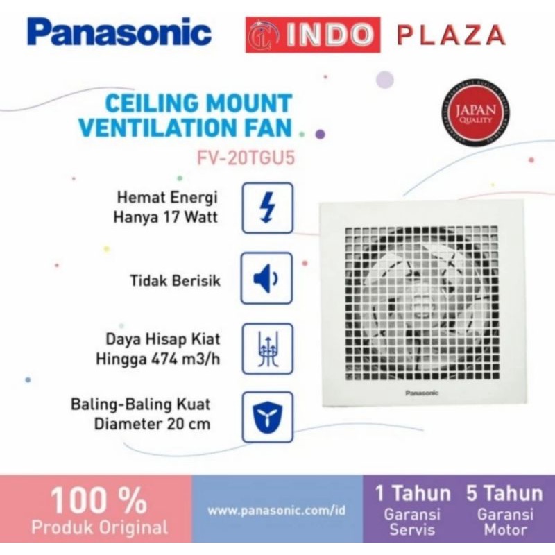 PANASONIC EXHAUST FAN CEILING PLAFON FV20TGU 8 Inch