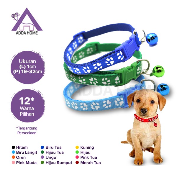 Adda Home - Luban Kalung Tali Leher Kerincing Kucing Anjing Motif Tapak Kak 1x19-32cm