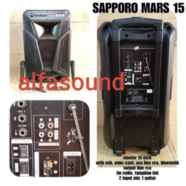 Speaker Portable Sapparo Mars 15 Handheld Murah Sapporo Mars15 15 Inch