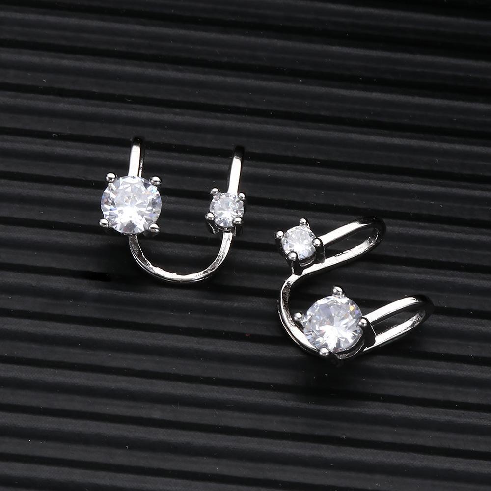 Preva Zirkon Manset Telinga 6mm 4mm Wanita Pria Perhiasan Anting Non Tindik