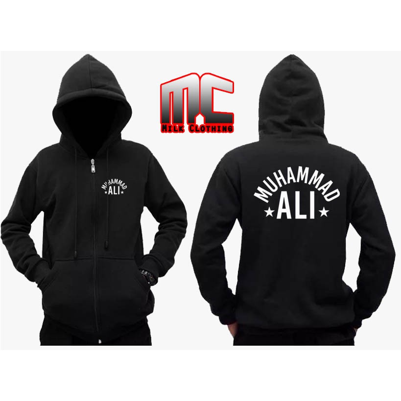Hoodie Zipper Muhammad Ali - Hitam