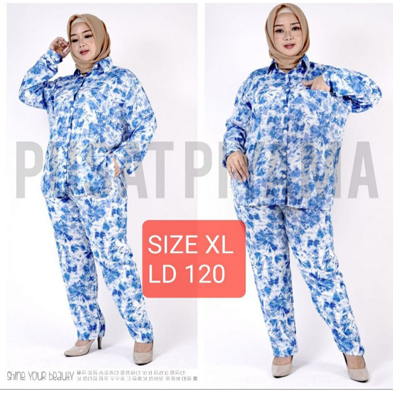 DAILY SET PIYAMA TIE DYE SET LENGAN PANJANG BIG SIZE  / SETELAN BAJU TIDUR RAYON / PIYAMA KEKINIAN