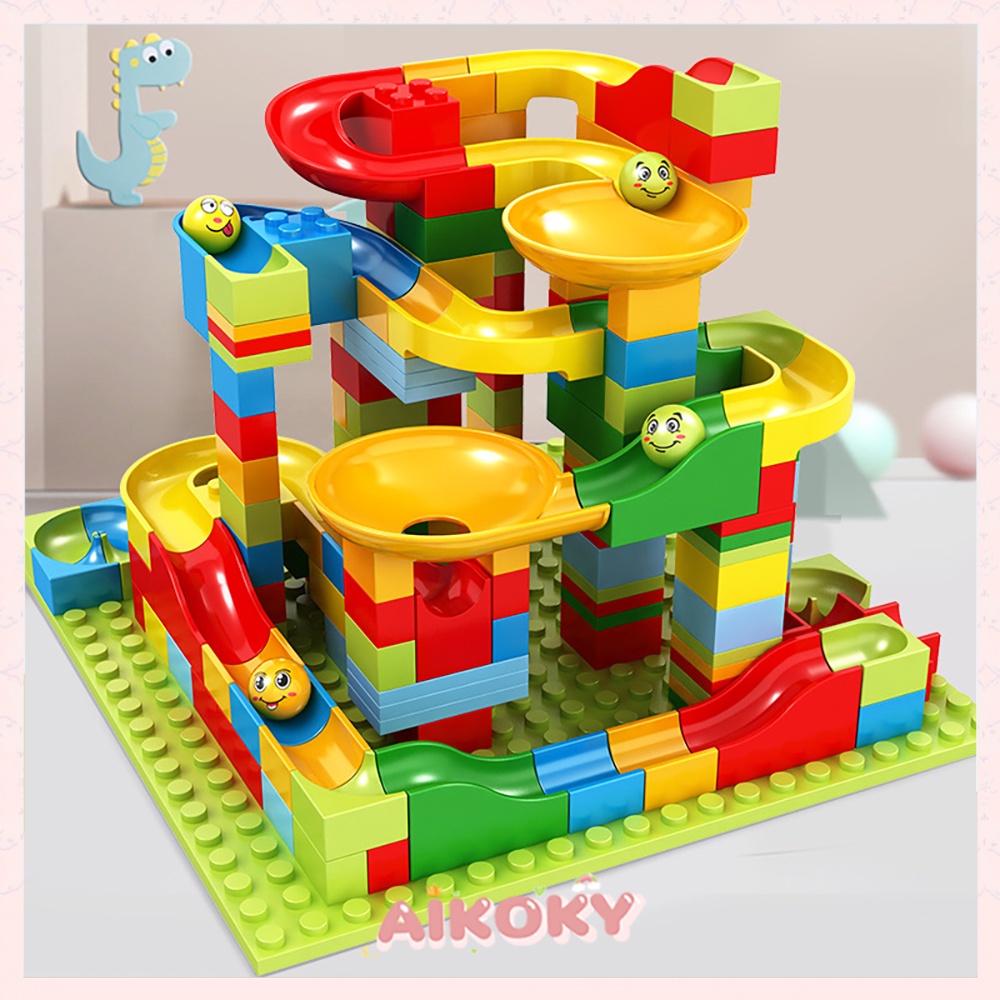 Aikoky Mainan balok susun 168 pcs mainan marble run/Block mainan anak menarik