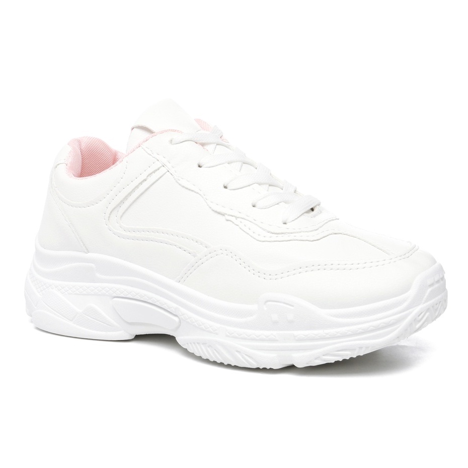 PVN Jimin Sepatu Sneakers Wanita Sport Shoes 512 White-White/pink