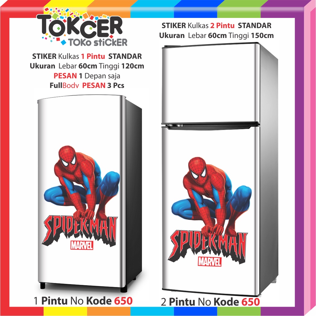 STIKER Kulkas 1 Pintu atau 2 Pintu SPIDERMAN