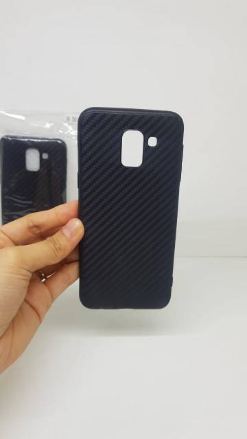 Soft Case Samsung J6 5.6&quot; TPU Slim Black Samsung J6 2018 Fiber Carbon Casing Samsung Galaxy J6 J600