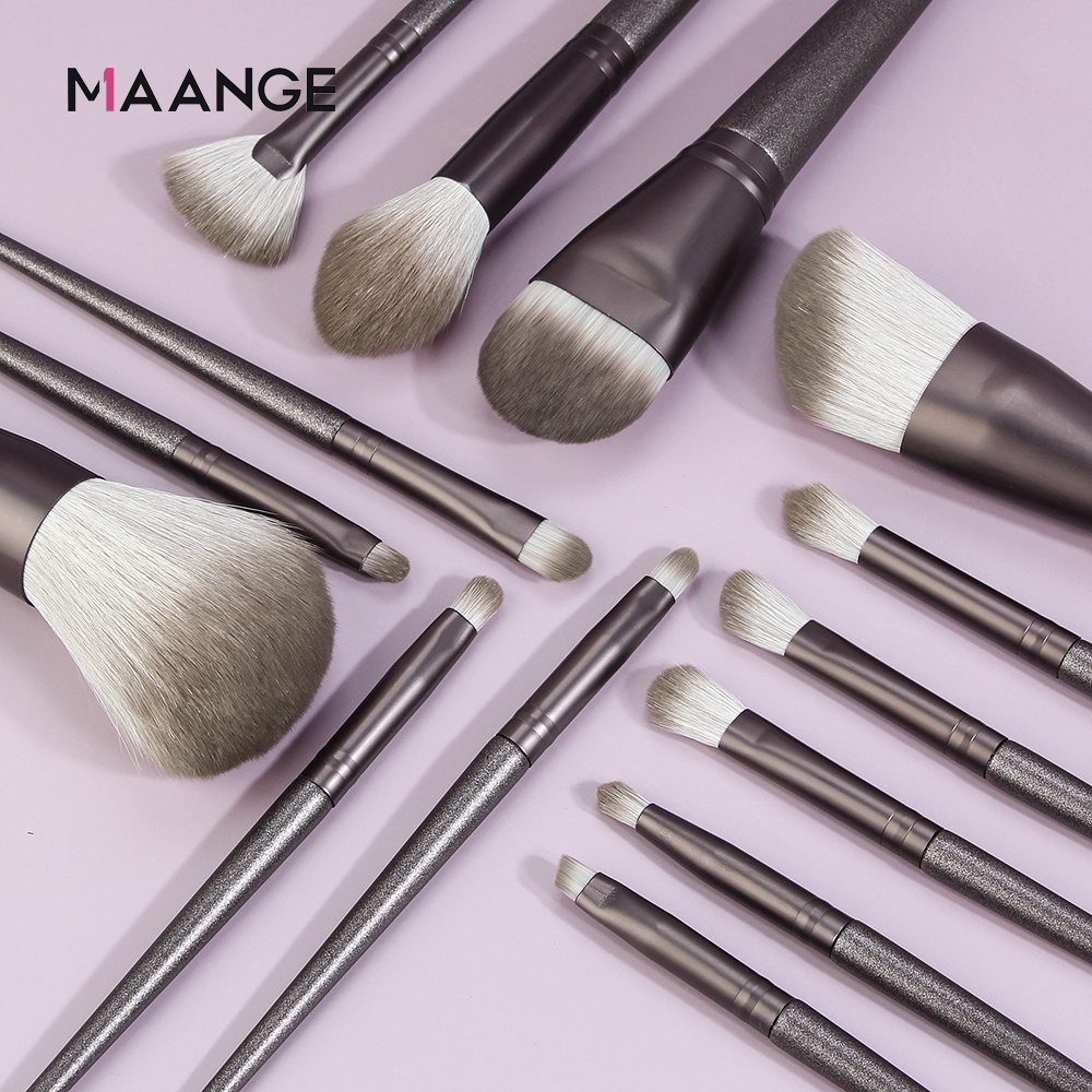 MAANGE 14Pcs Professional Makeup Brush Cosmetic Set Super Soft Fluffy Hair Powder Eyeshadow Brush