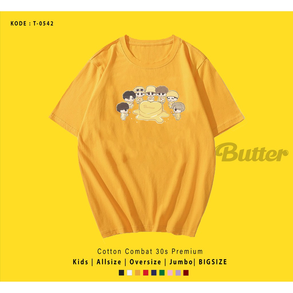 T0542  T-SHIRT / KAOS UNISEX / TUMBLR TEE / REAL PICTURE KPOP BTS BUTTER IN MIDDLE / IMPORT / ARMY