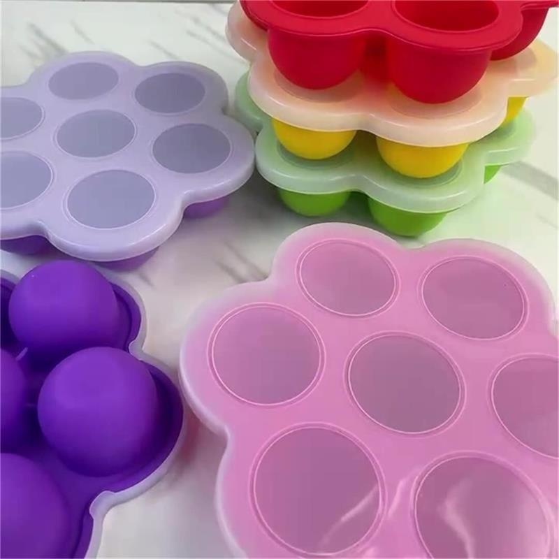 Silicone Egg Bites Molds Freezer Tray dengan Tutupnya Cocok untuk Wadah Penyimpanan Makanan Bayi Pressure Cooker untuk Makanan Bayi Buatan Sendiri Purees Buah Sayuran dan ASI