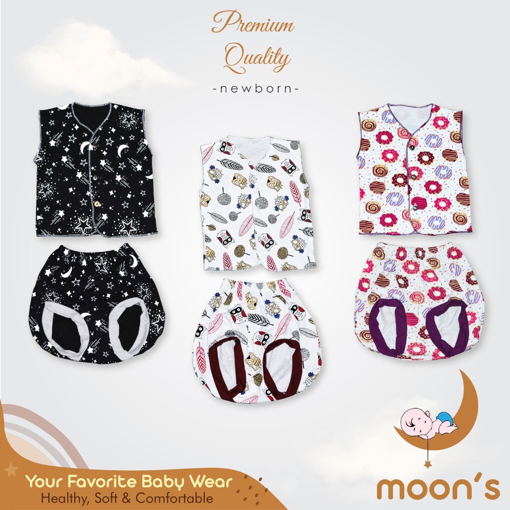 NB MOONS STELAN KUTUNG PREMIUM BABYMOON STELAN BAJU BARU LAHIR NEWBORN BAJU BAYI BAJU PANJANG KUTUN