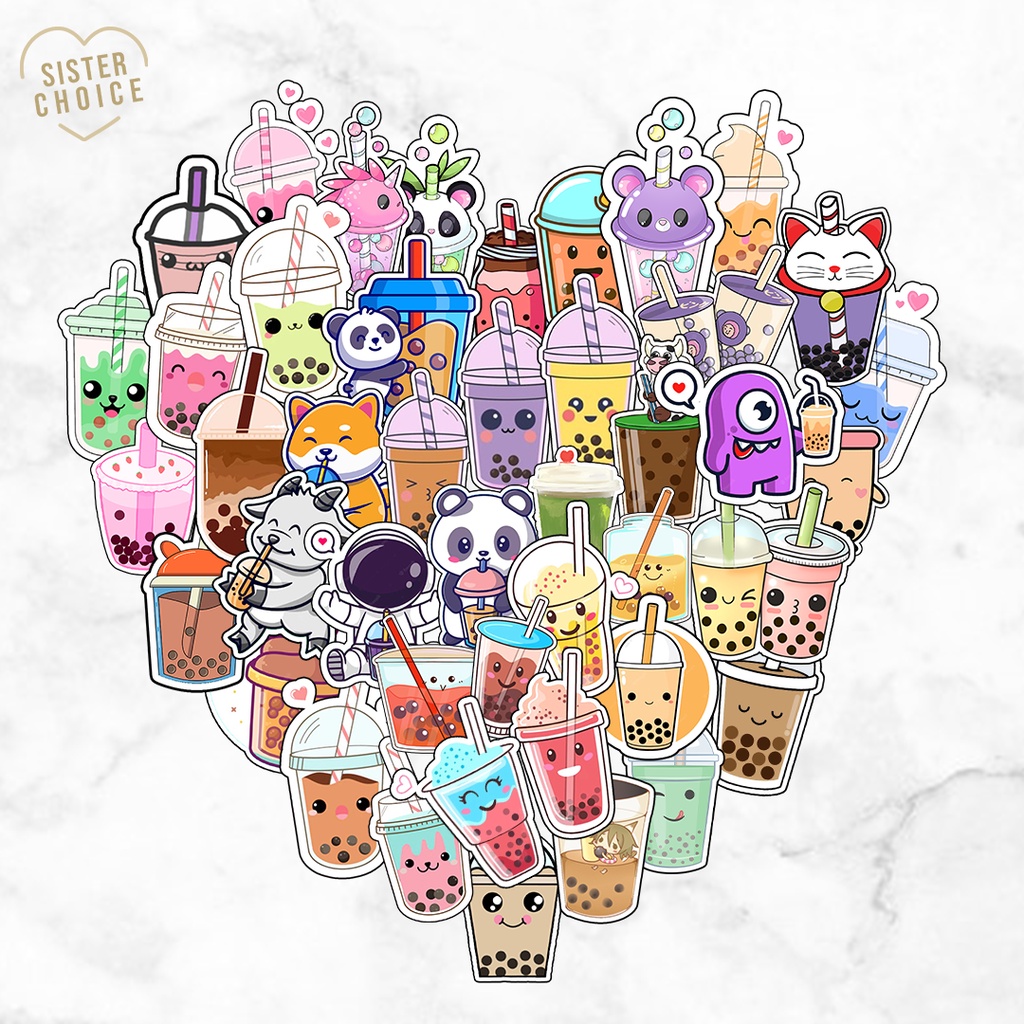 

Sticker Boba Aesthetic / Stiker Lucu | Sticker Tumbler HP Helm Journal Laptop DIY