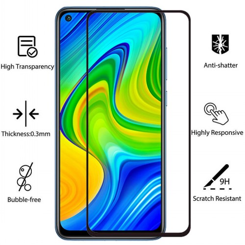 9H Clear Tempered Glass Black Border Full Cover Screen Protector Film For Xiaomi Redmi Note 9/9S/9 Pro/9Pro Max