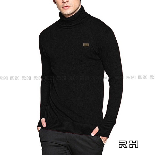 Sweater Baju rajut Turtleneck Roundhand bolong jari kerah tinggi tangan panjang tebal turtle neck