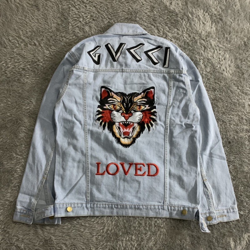 Jaket Denim Gucci Tiger Loved Bordir Fulltag &amp; Lebel