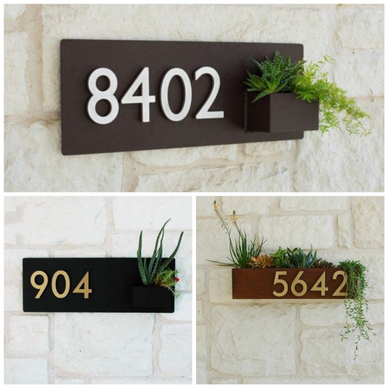 Nomor Rumah Kayu unik  Pot Bunga free bunga