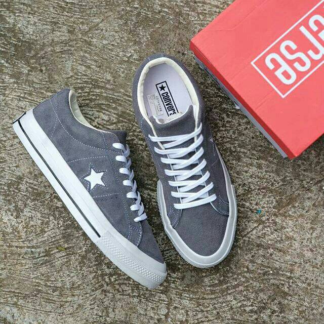 READY STOK CONVERSE OX ONE STAR GREY WHITE