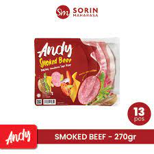 

Andy smokebeef Smoke beef 270 gram isi 13 pcs