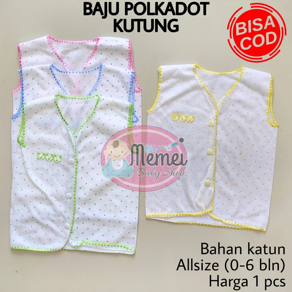 Baju bayi tanpa lengan POLKADOT halus lembut perlengkapan bayi lahir