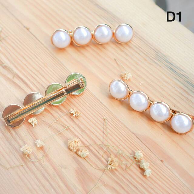 Jepit Rambut Korea Mutiara hair Clip pin Barette Pearl Import isi 1 Kekinian Kode D