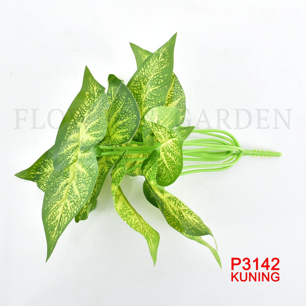 COD/TF11 DAUN KELADI BUNGA TANGKAI PLASTIK BUNGA ARTIFISIAL BUNGA TANGKAI BUNGA HIASAN P3142-Kuning