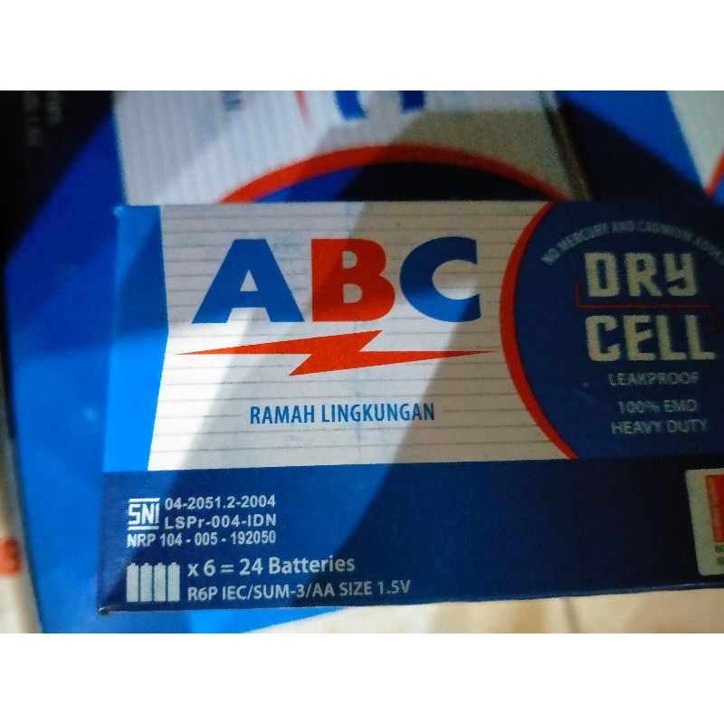 baterai ABC uk AA/R6P, untuk jam dinding dll,per box.