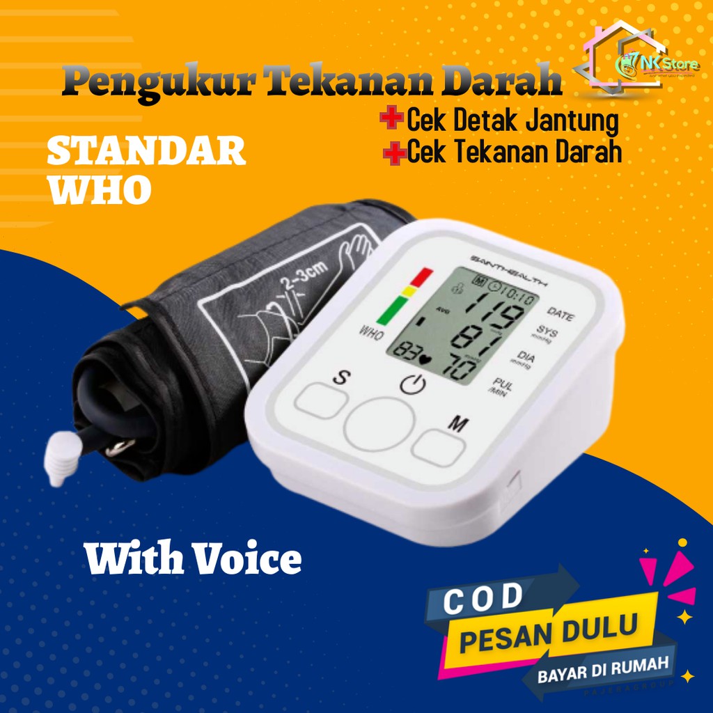 Tensimeter Digital Alat Pengukur Tekanan Tensi Darah Blood Pressure Otomatis Dengan Monitor LCD