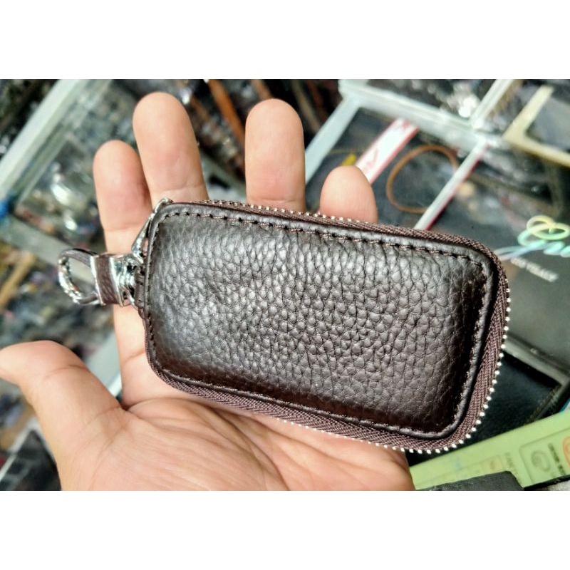 Dompet Hardcase Remote keyless Gantungan kunci Mobil Kulit asli polos tanpa merk tanpa logo