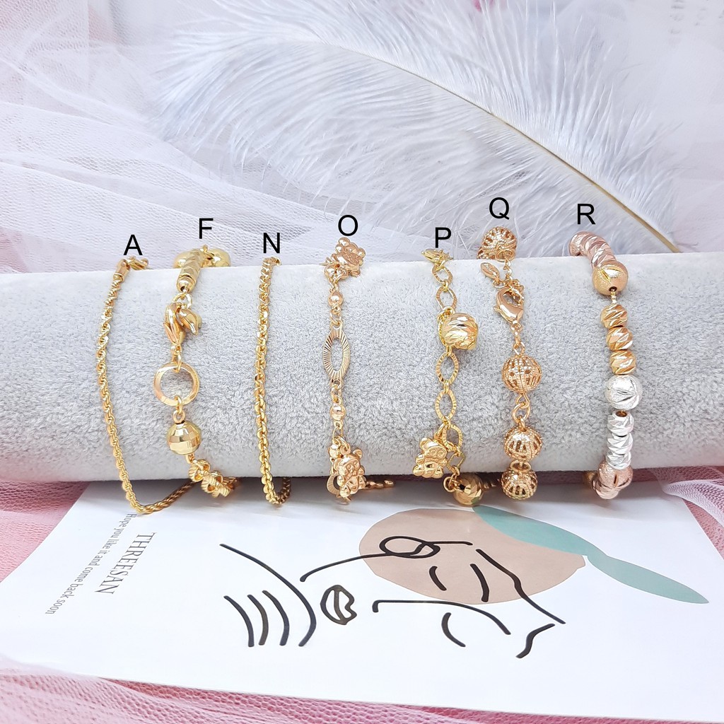 Gelang Xuping Gold Lapis Emas 18k Rantai Kecil Motif Sisik - BB096